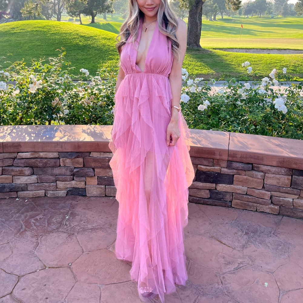 HELLO MOLLY | Into The Middle Tulle Halter Maxi Dress Pink in XS/US 2/AU 6 - Picture 15 of 15